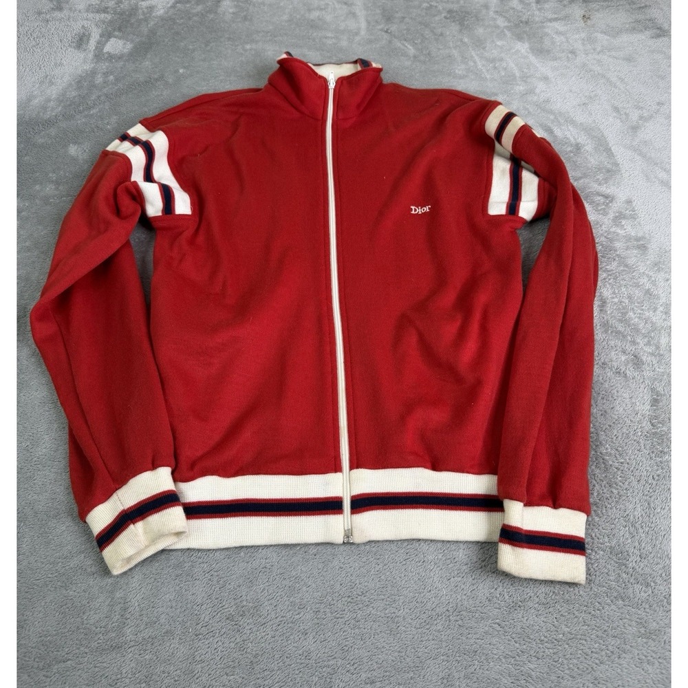 Vintage Christian Dior Track Jacket Men's Size Medium Red Full Zip